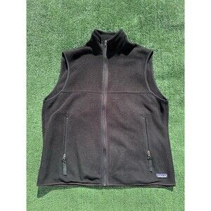 Men's Vintage Patagonia Synchilla Full Zip Black Fleece Vest Size Large